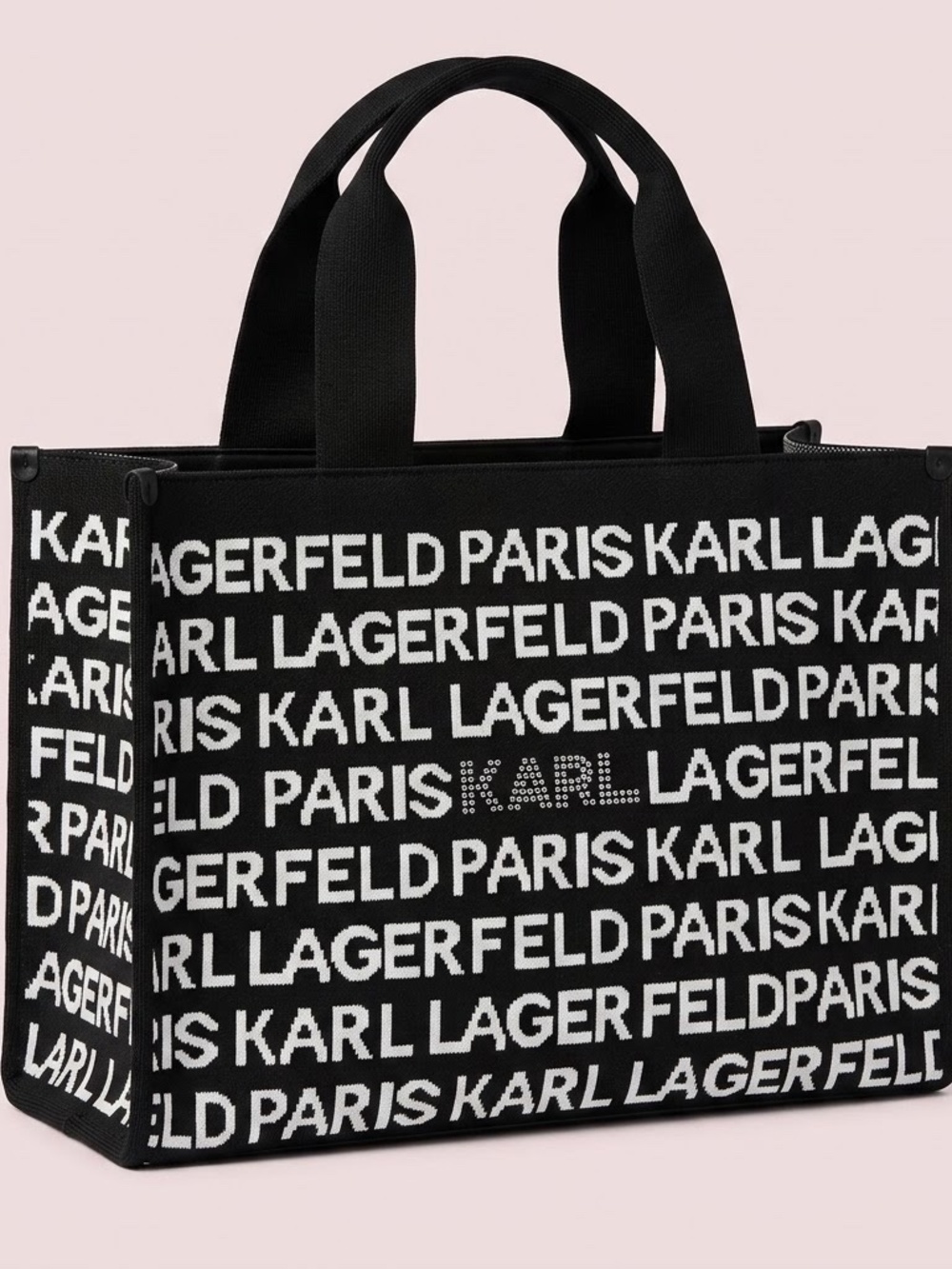 NWT Karl Lagerfeld Logo Tote Bag Black and White with Rhinestones